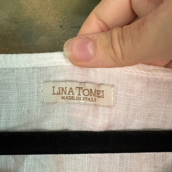 Lina Tomei 100% linen made in italy dress with ruffle hem. fits S-M - Picture 2 of 6